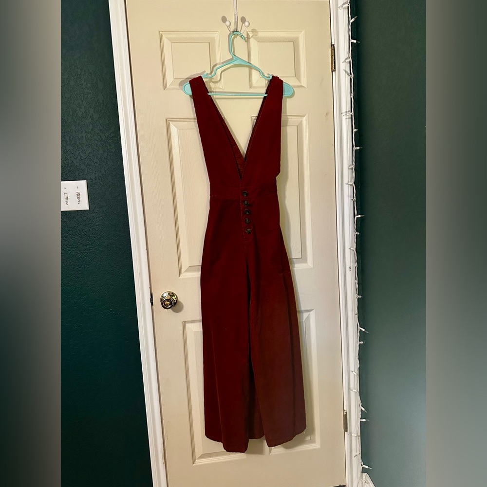 Listicle Red Burgundy Corduroy Jumpsuit Sleeveless Overalls Medium